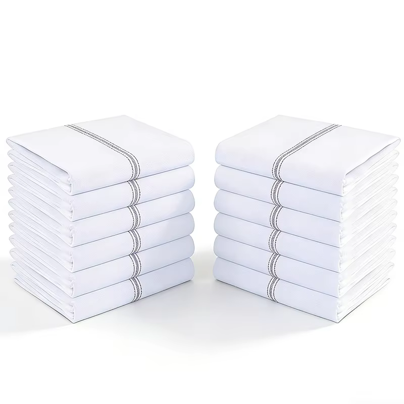 4/6/8/12 pièces, serviettes en coton 100% doux et absorbants à rayures grises simples, serviettes à 