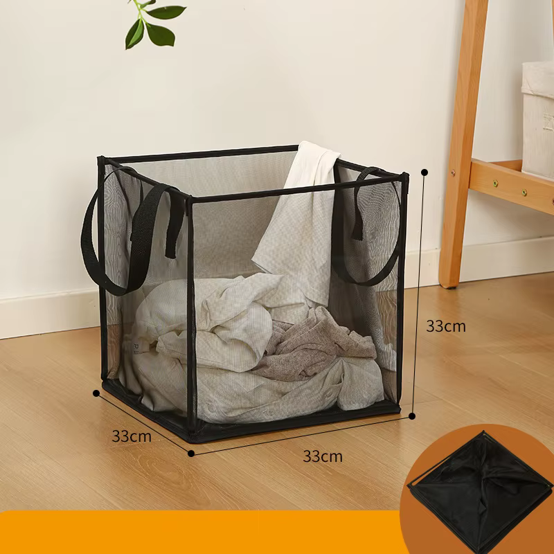 Panier à linge pliant, organisateur pour vêtements sales, salle de bain, sac de rangement en maille,