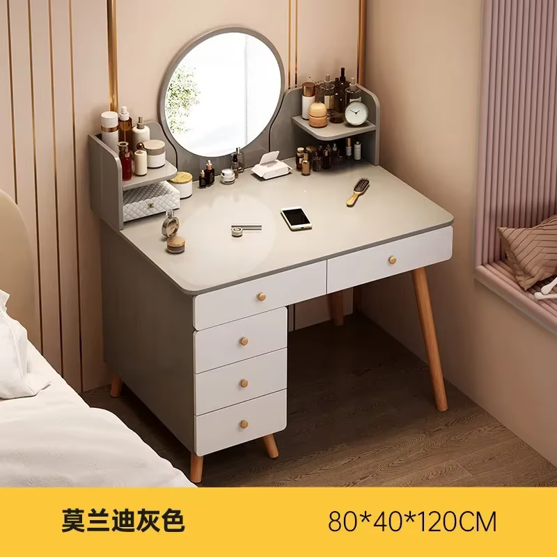 IQUE Table-Table de maquillage multifonctionnelle avec chaise miroir, armoires confortables, salon, 
