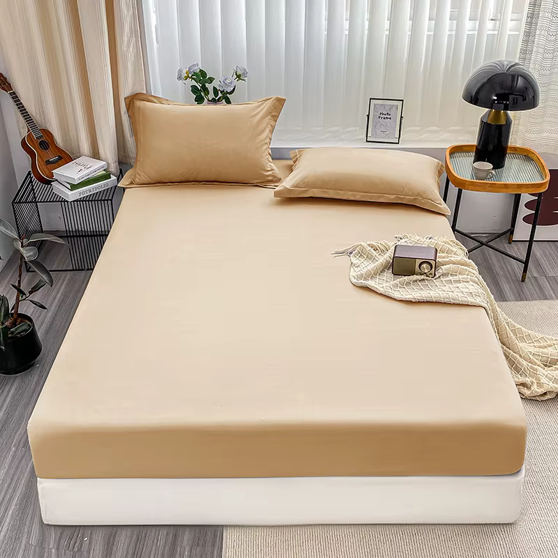 Drap-housse avec bande élastique, couleur unie, housse de matelas réglable antidérapante pour lit si