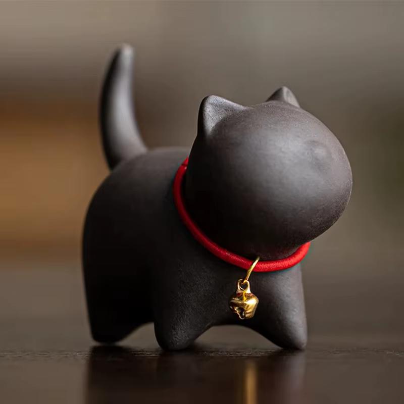 Service à thé Kung Fu en céramique pour animaux de compagnie, argile violette, chat mignon, accessoi
