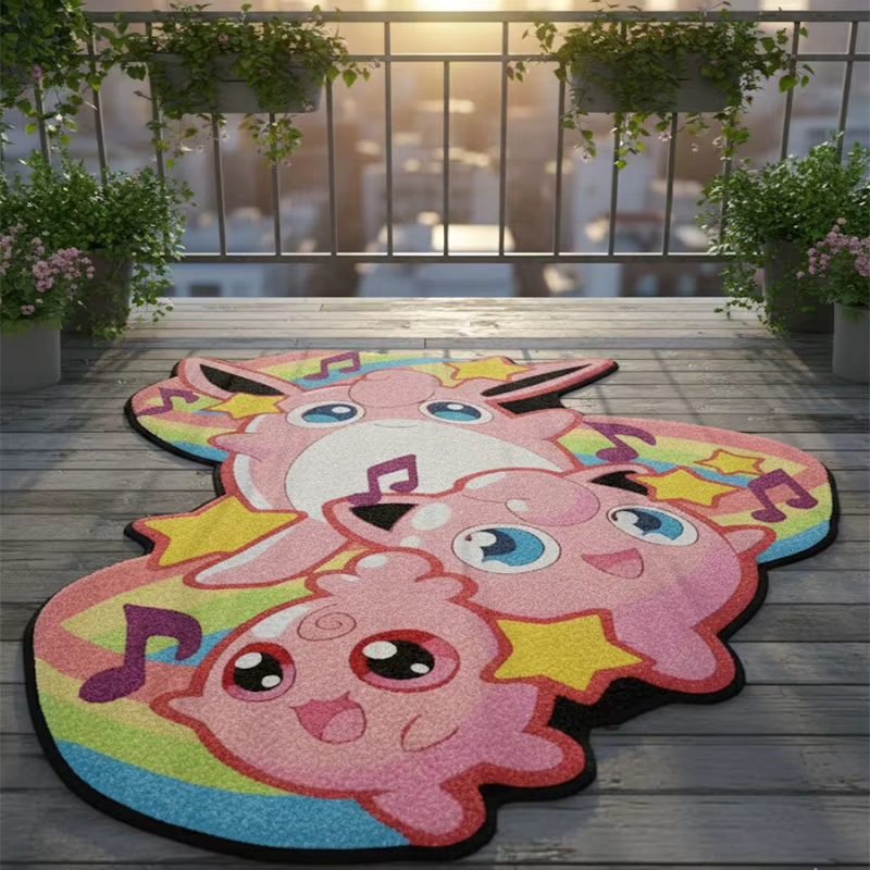 Tapis antidérapant pour enfants, motif dessin animé Pokemon Kawaii Wigglytuff/Jigglypuff/Igglybuff, 