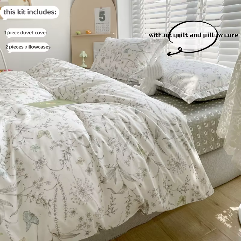 Ensemble de housse de couette 100% coton, 3 pièces (1 * housse de couette + 2 * taie d'oreiller, san