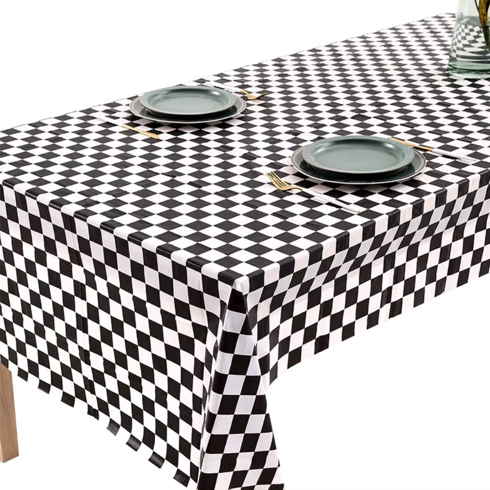 Nappe Jetable à Carreaux Noir et Blanc, 137x274cm, pour ixF1, Course, Imperméable et Anti-taches