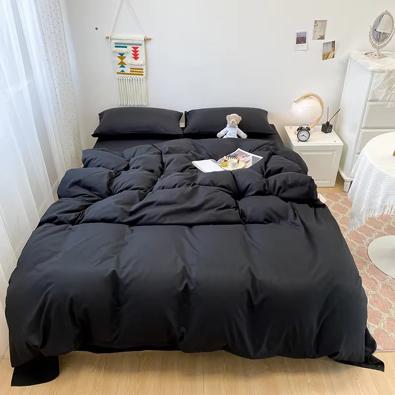 Housse De couette De couleur noire, 220x240, pour lit Double, uni, Queen Size, 200x200, sans taie d'
