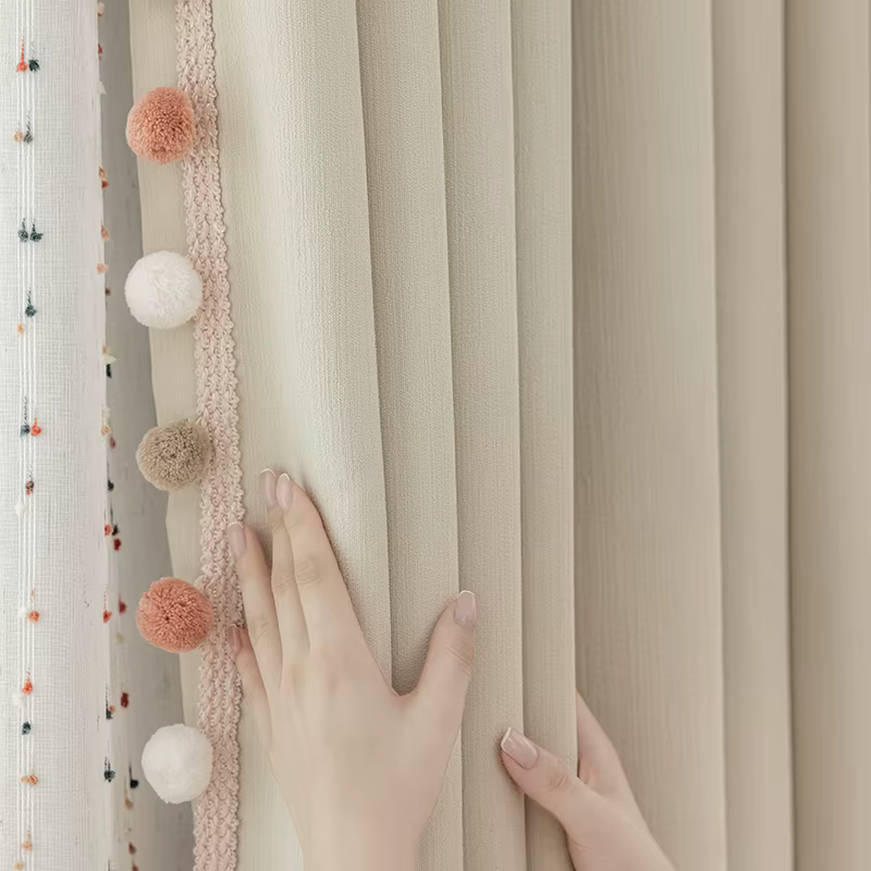 Rideau occultant Pom Chenille pour chambre à coucher, épais et texturé, bonne confidentialité, confo