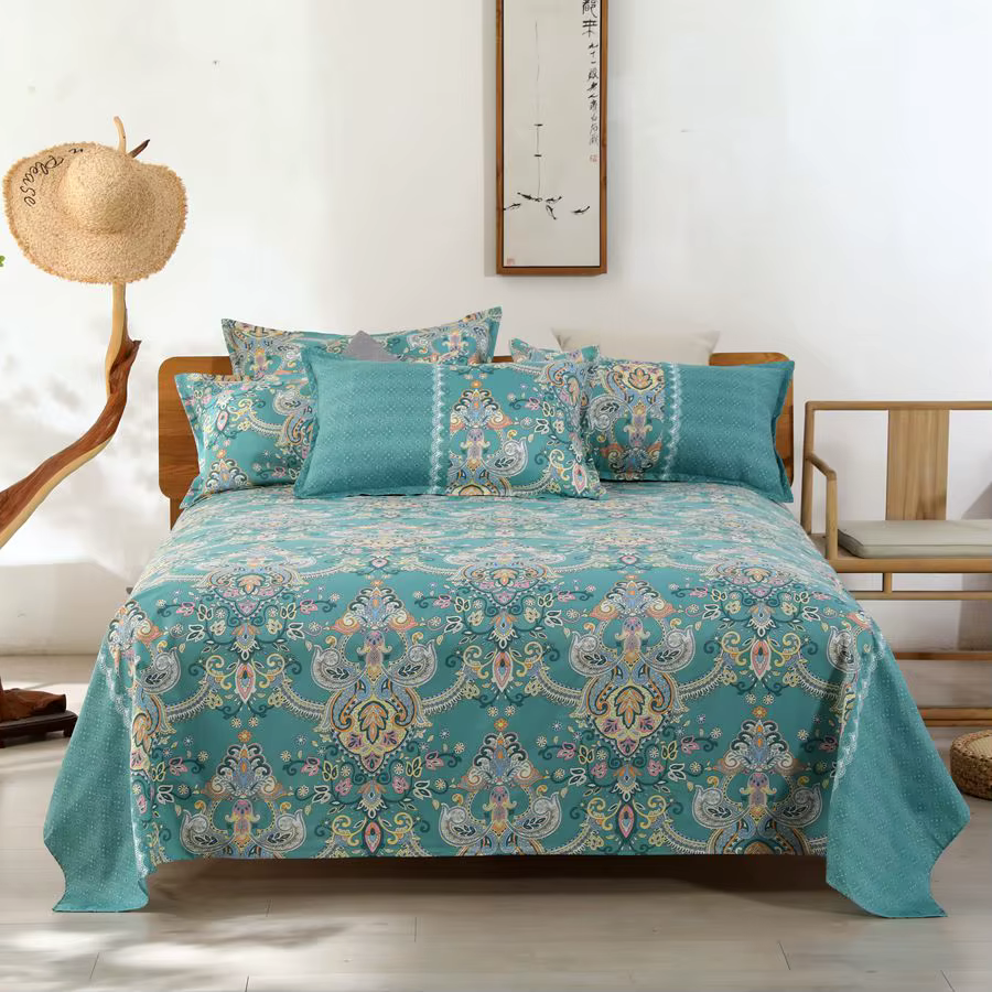 3 pièces/ensemble Textile de maison ensemble de draps avec taies d'oreiller coton matériel amoureux 