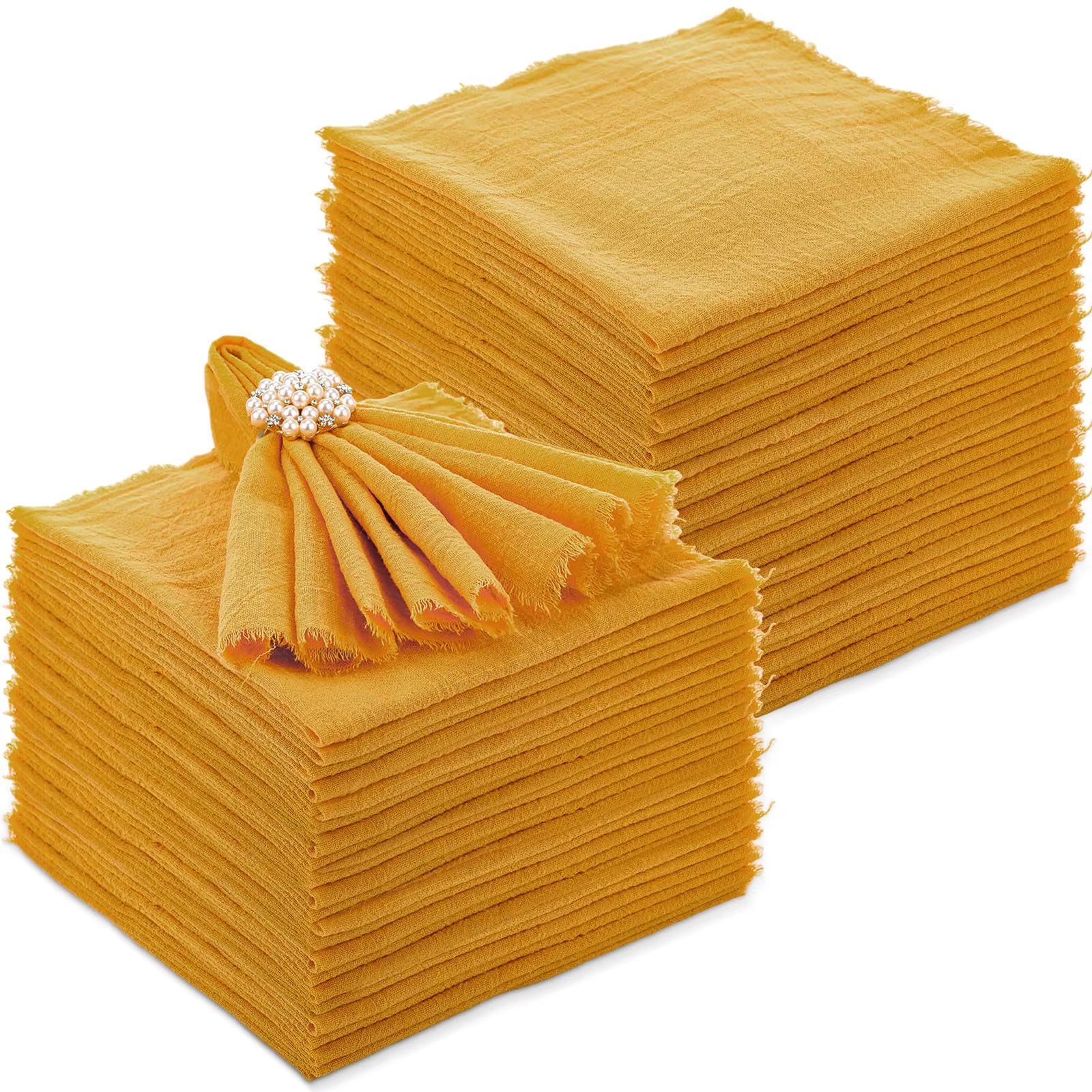 Serviettes de table carrées réutilisables faites à la main avec frange, serviettes en lin de coton p