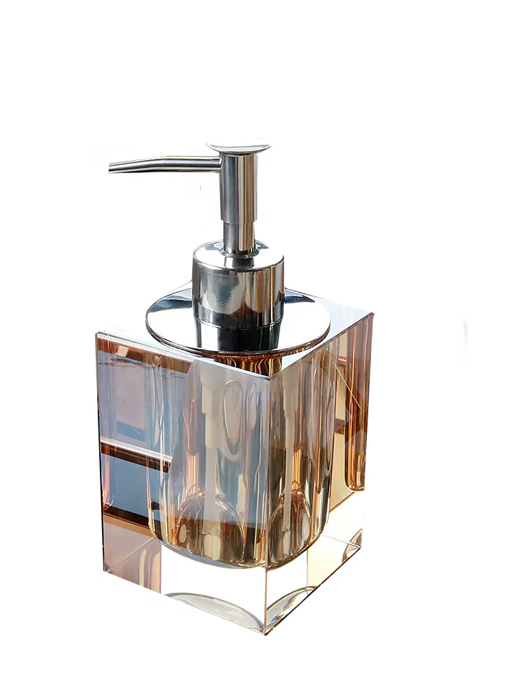 Ensemble distributeur de savon, bouteille de Lotion en verre cristal transparent, plateau de salle d