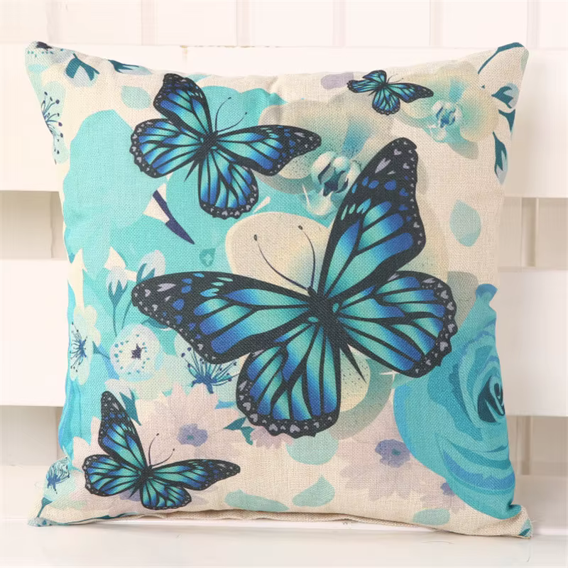 Housse de coussin Vintage avec plumes et papillons, 45x45cm, imprimé, pour la maison, le salon, la c
