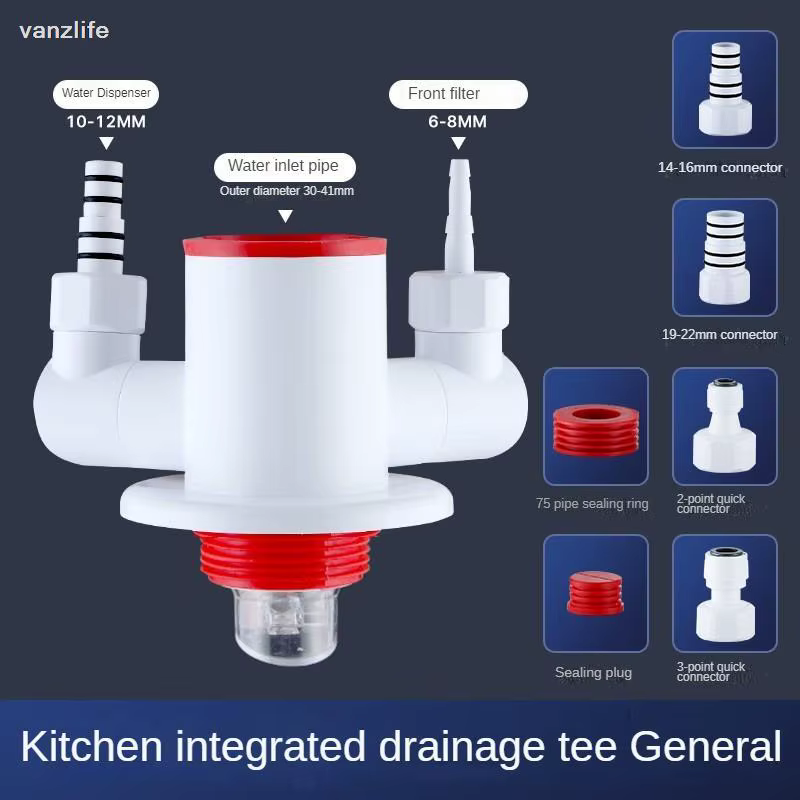 Tuyau de Vidange à Trois Voies pour Cuisine, Dépistolet ant, Purificateur d'Eau, Lave-Vaisselle, Bas