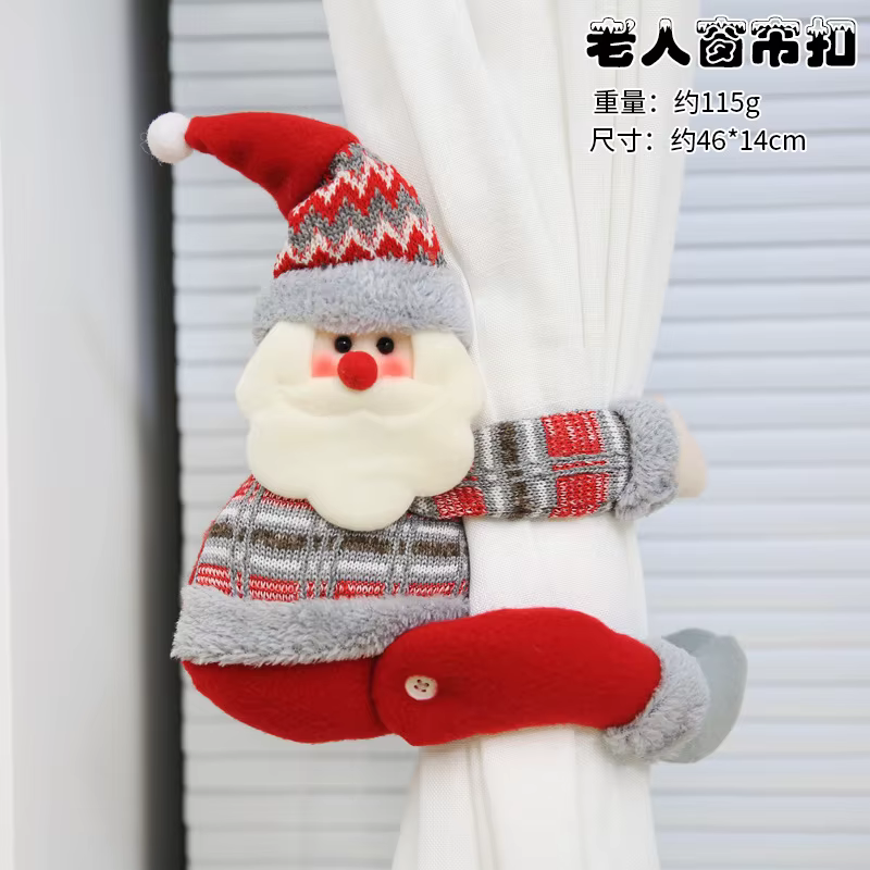 Boucle de rideau de noël, décorations pour la maison, père noël Sonwman, ornement de fenêtre, fourni