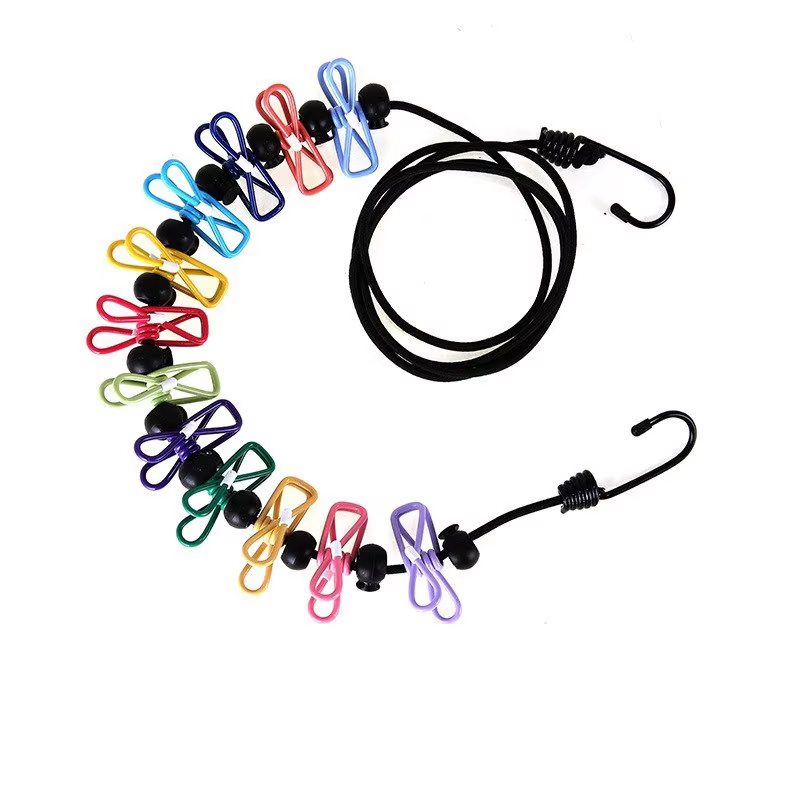 Corde à linge Portable 180cm avec 12 pinces à linge, extensible, rétractable, élastique, pour le lin