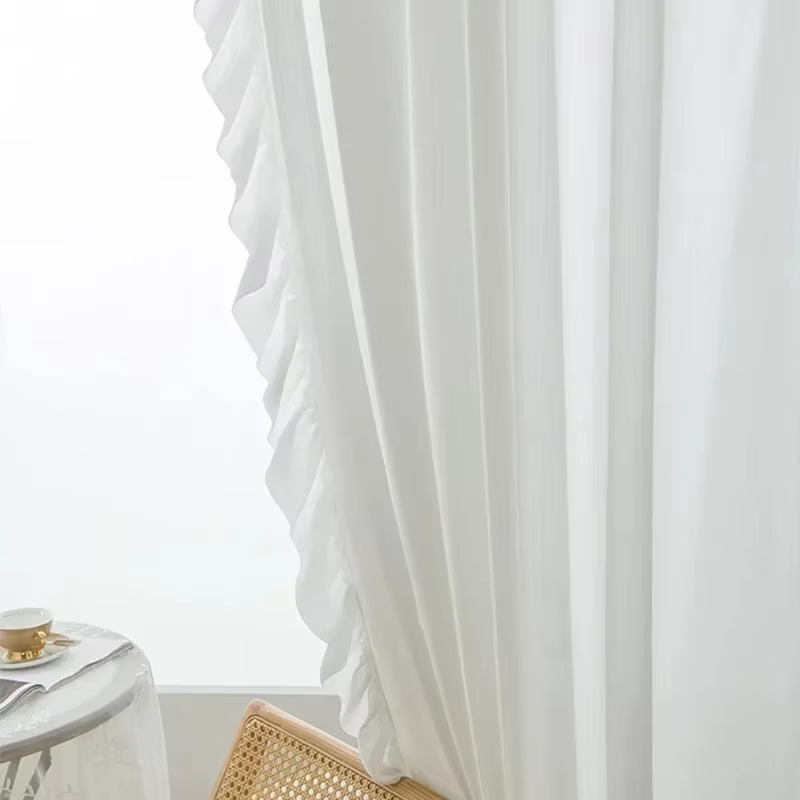 Rideaux en Tulle à volants Vintage blancs, pour chambre de filles, draperies romantiques pour baie v