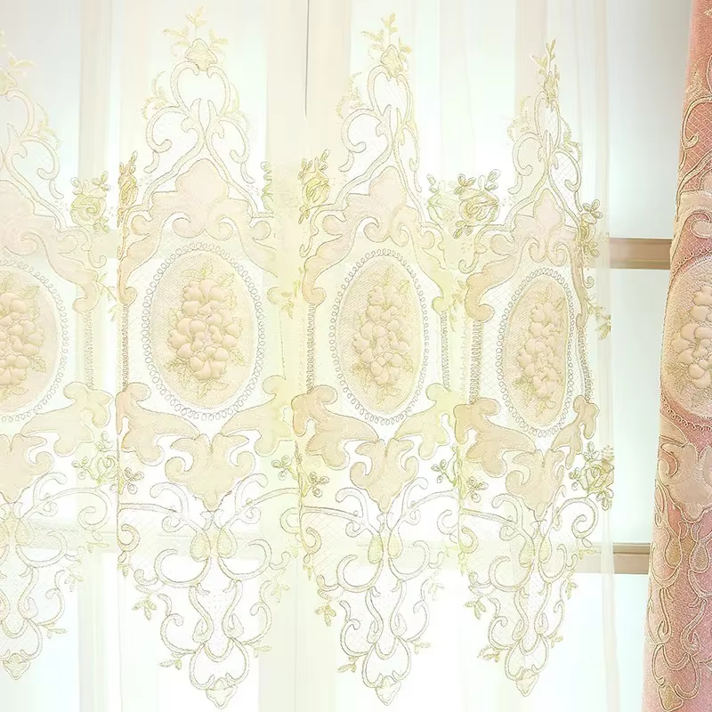Rideaux européens en Chenille pour salon, chambre à coucher, Villa, princesse rose, broderie occulta