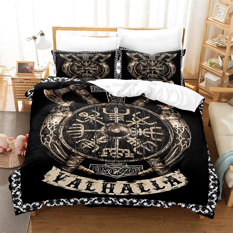 Vikings housse de couette Culture scandinave impression ensemble de literie mythologie Religion hous