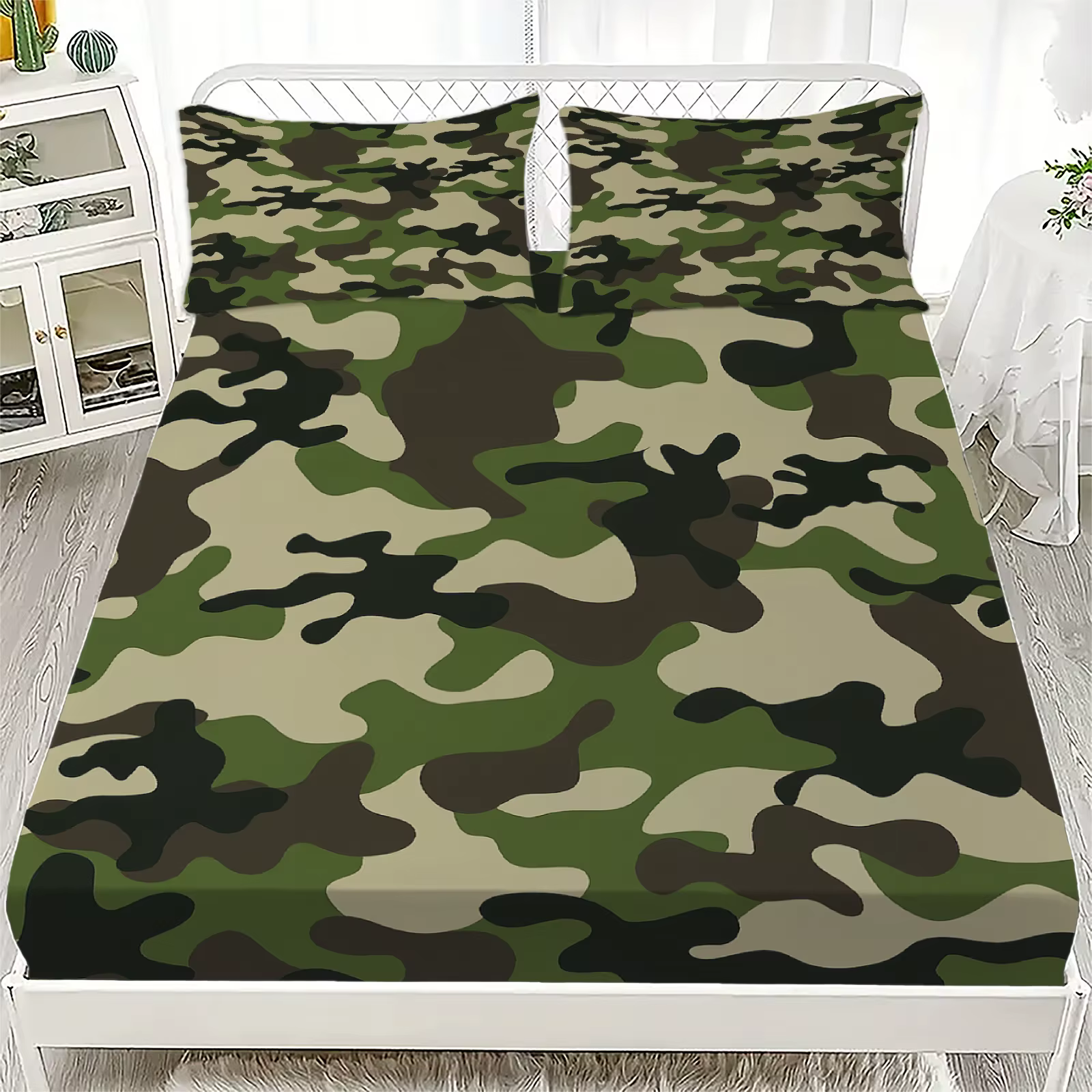 Drap-housse en Polyester doux à impression numérique, 1 pièce, sans taie d'oreiller, Double drap, dé