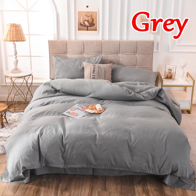 Housse de couette en tissu brossé, douce et confortable, avec fermeture à glissière, gris/noir, lite