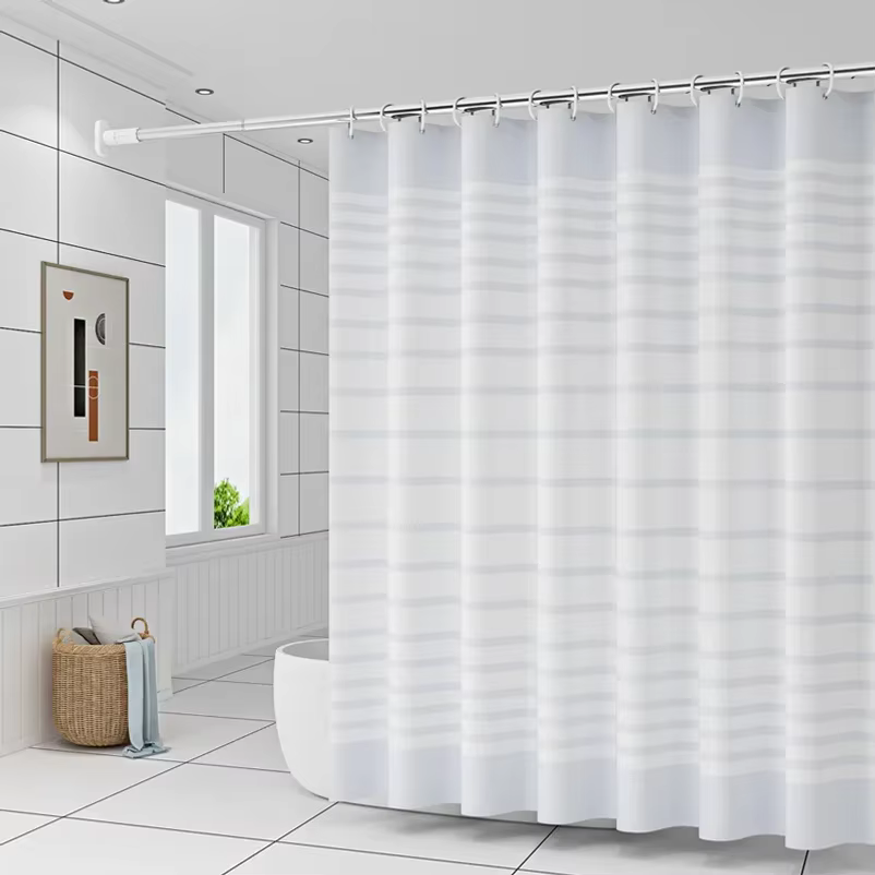 Rideaux de douche à rayures blanches, style moderne et simple, rideau de salle de bain résistant à l