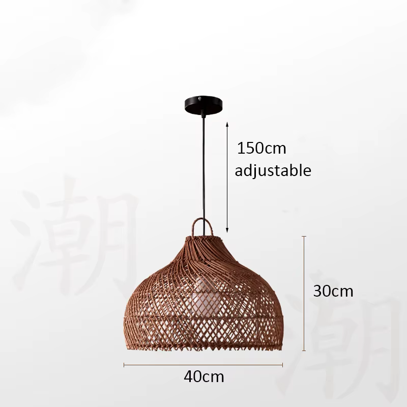 Nouveau lustre de plafond moderne pour salon rotin Art tissé à la main longue lampe concepteur Style