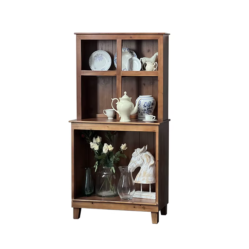 Présentoir avec étagères ouvertes, armoires de salon classiques, hautes, en bois, de luxe, rangement
