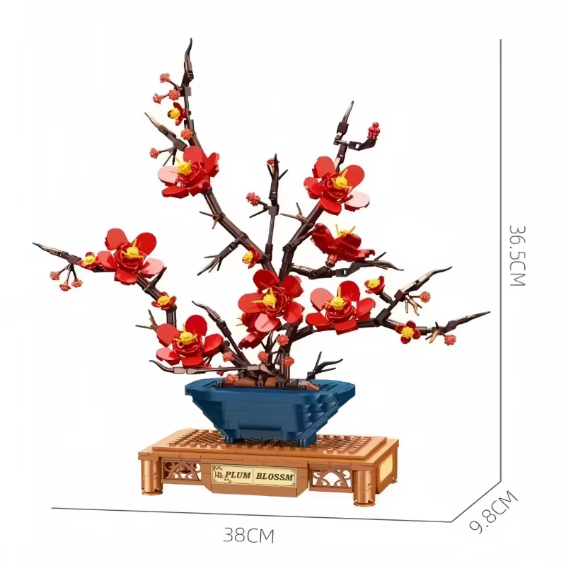 736 pièces Blocs de construction Bonsaï Fleur de Prunier Briques Modèle Bonsaï Décoration de Bureau 