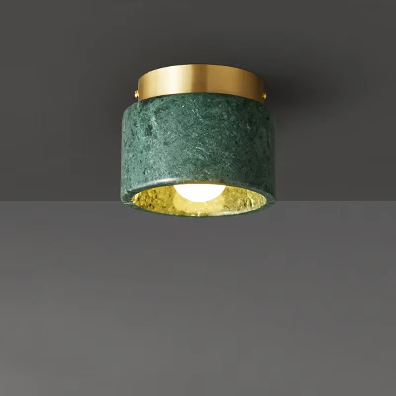 Plafonnier en marbre italien, Downlight, Salon, Chambre à coucher, Décoration, Luxe, Vert, Blanc, Pi