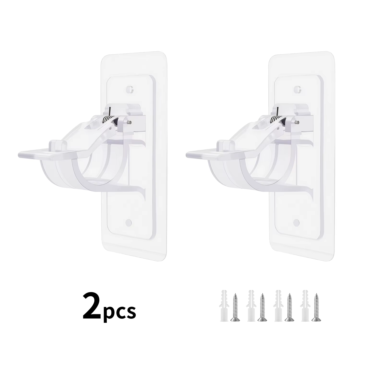 Supports de tringle à rideau sans perçage - Supports en plastique autocollants, crochets polyvalents