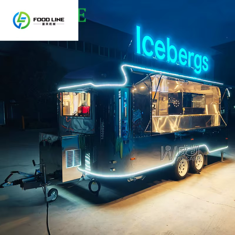 Remorque de Restaurant Mobile en acier inoxydable, camion de nourriture pour café Taco Pizza entière