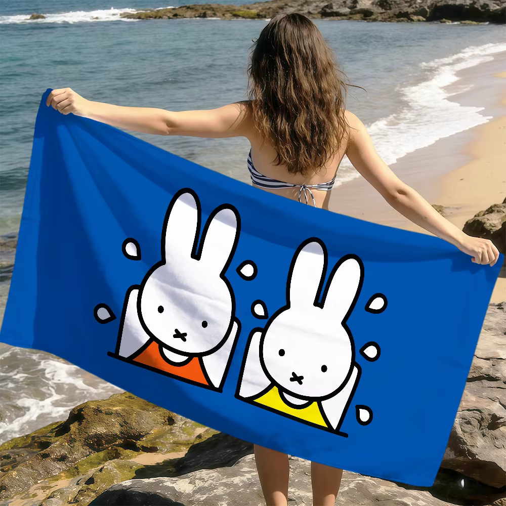Serviettes de plage douces et amusantes M-Miffy, motif lapin de dessin animé kawaii, pour voyage, ba