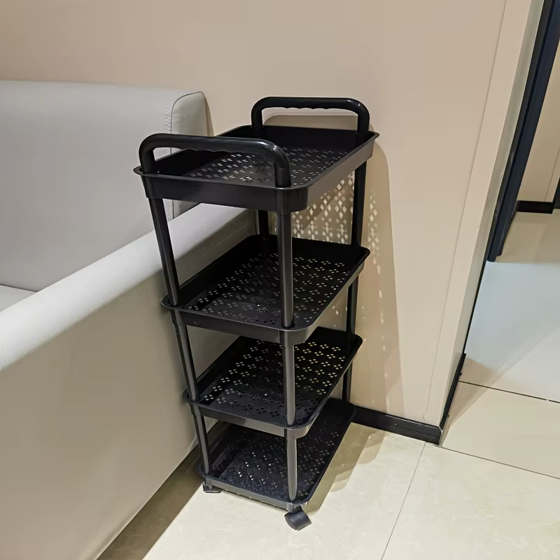 1 chariot de rangement mobile multi-usages à quatre niveaux pour cuisine, salle de bain, salon et ch