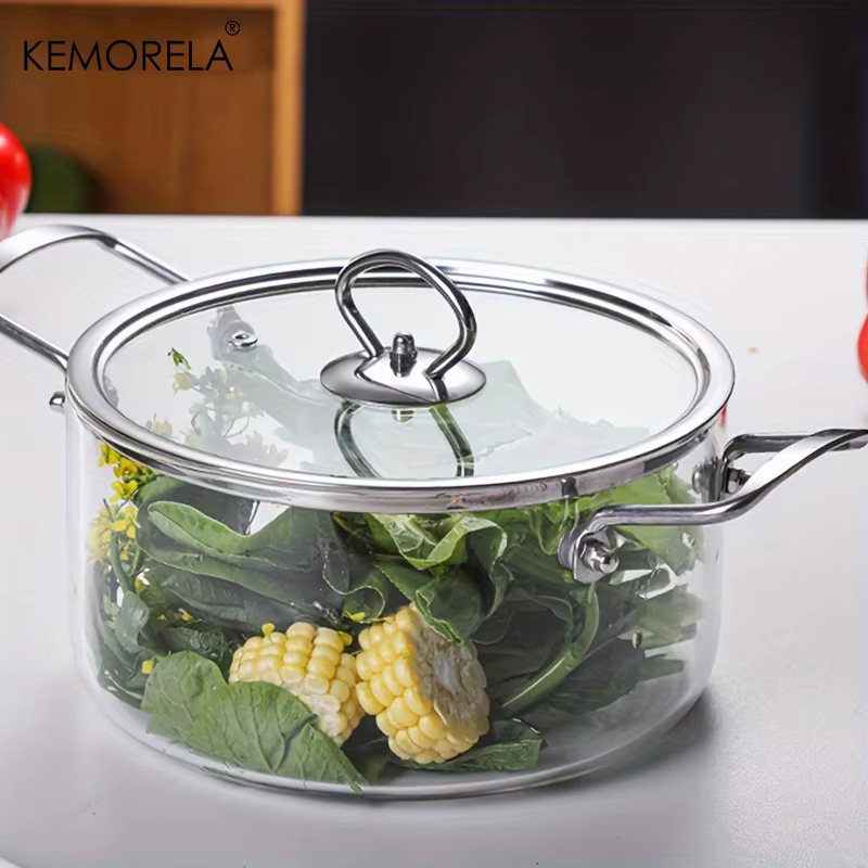 KEMORELA 1 pièces marmite en verre 2,5 l/3,5 l marmite résistante à la chaleur casseroles à double p
