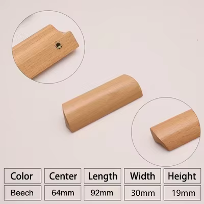 Poignées de meubles en bois naturel, boutons de porte de cuisine, poignées d'armoires en bois de hêt