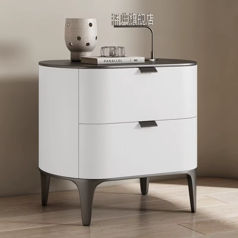 Tables de chevet de luxe en cuir microfibre, meubles en bois massif, salon moderne avec tiroirs, arm