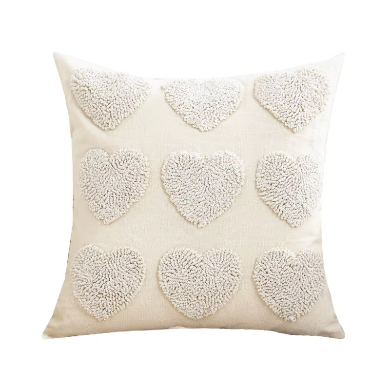 Housse de coussin capitonnée de simplicité moderne, housse de coussin en toile de coton Beige, lapin