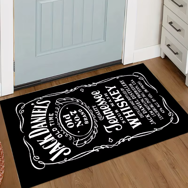 Tapis avec logo Fender – Tapis de guitare noir et blanc, paillasson décoratif pour salle de musique,