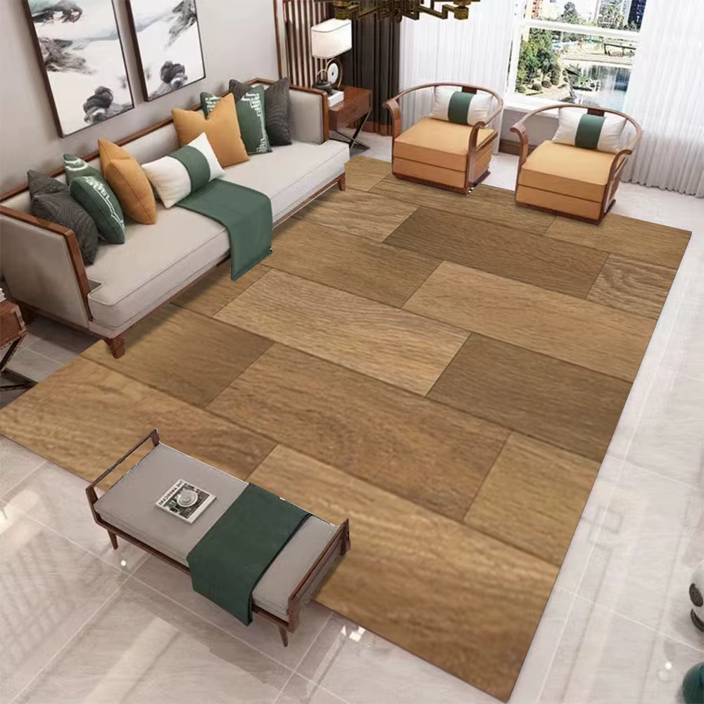 Tapis Texture bois réaliste pour salon, Design rustique, décoration intérieure de grande surface, ta