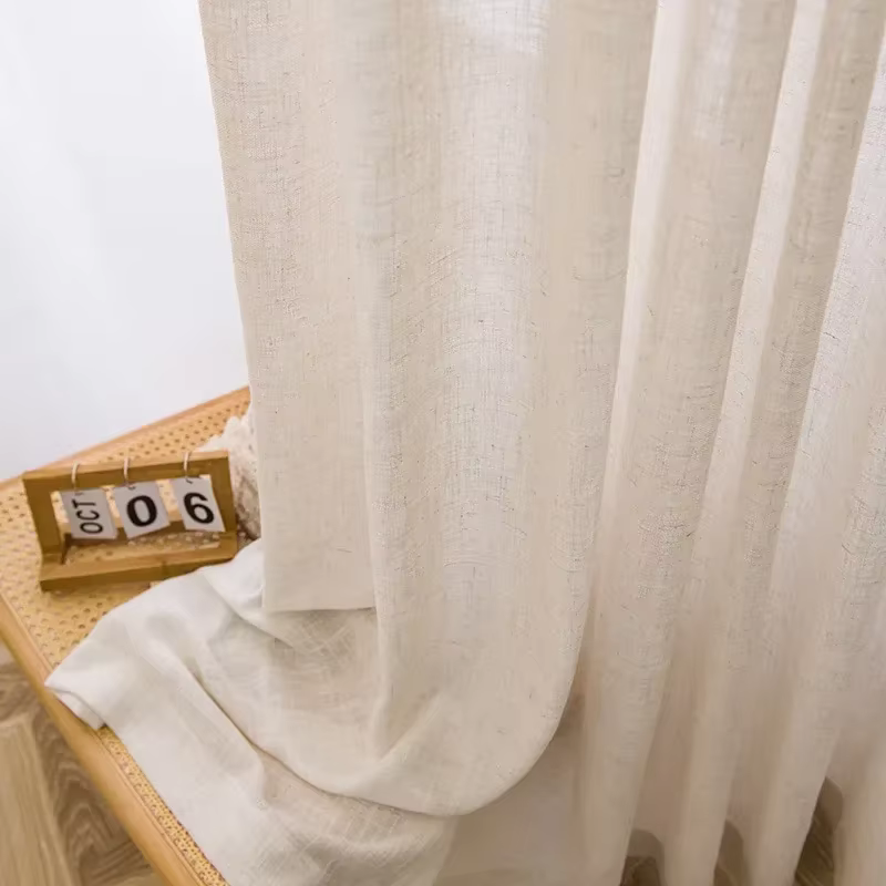 Rideaux de taille personnalisée pour salon salle à manger chambre moderne Beige lin naturel comme Tu