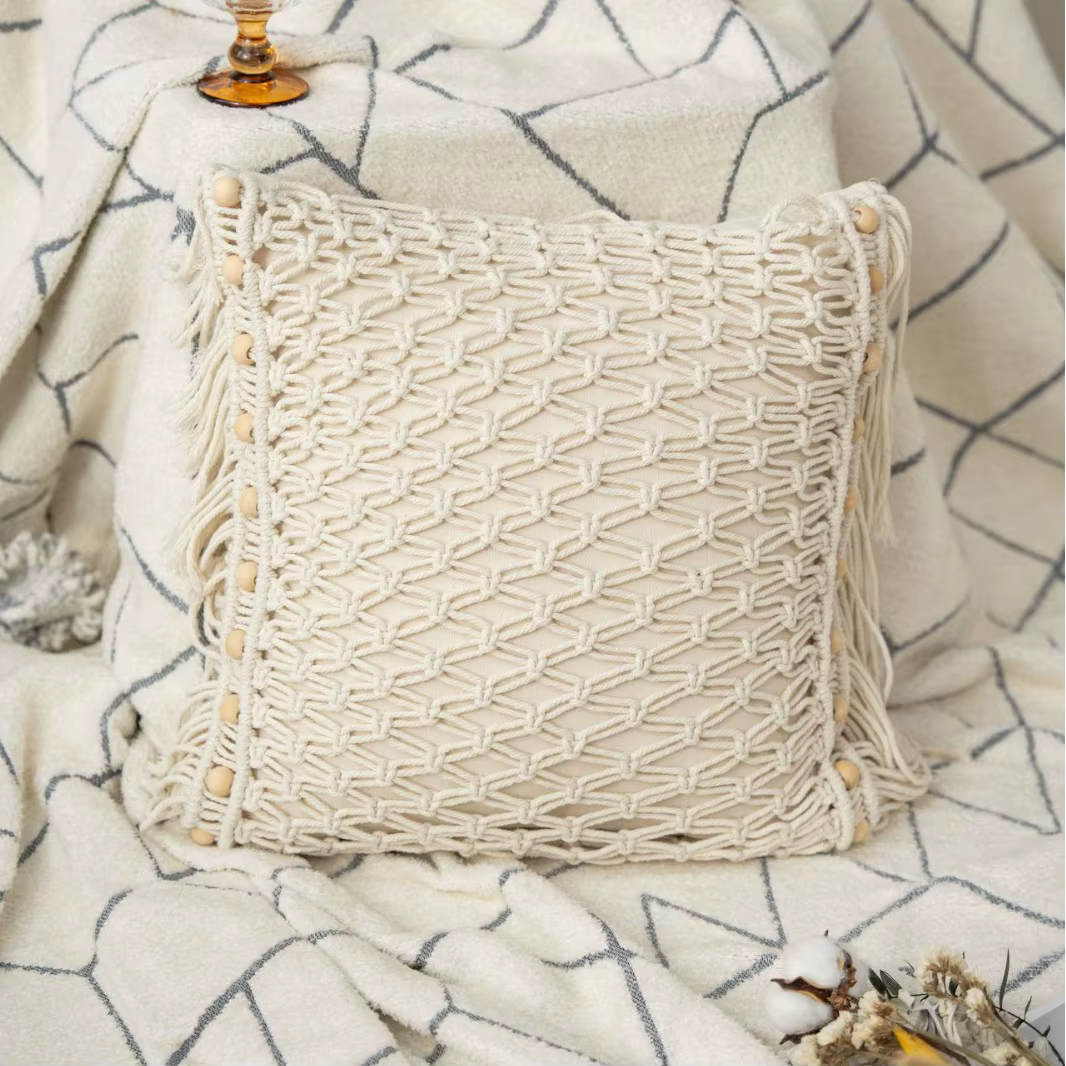 Taie d'oreiller brodée bohème, housse de coussin tissée à la main, taie d'oreiller décorative coloré