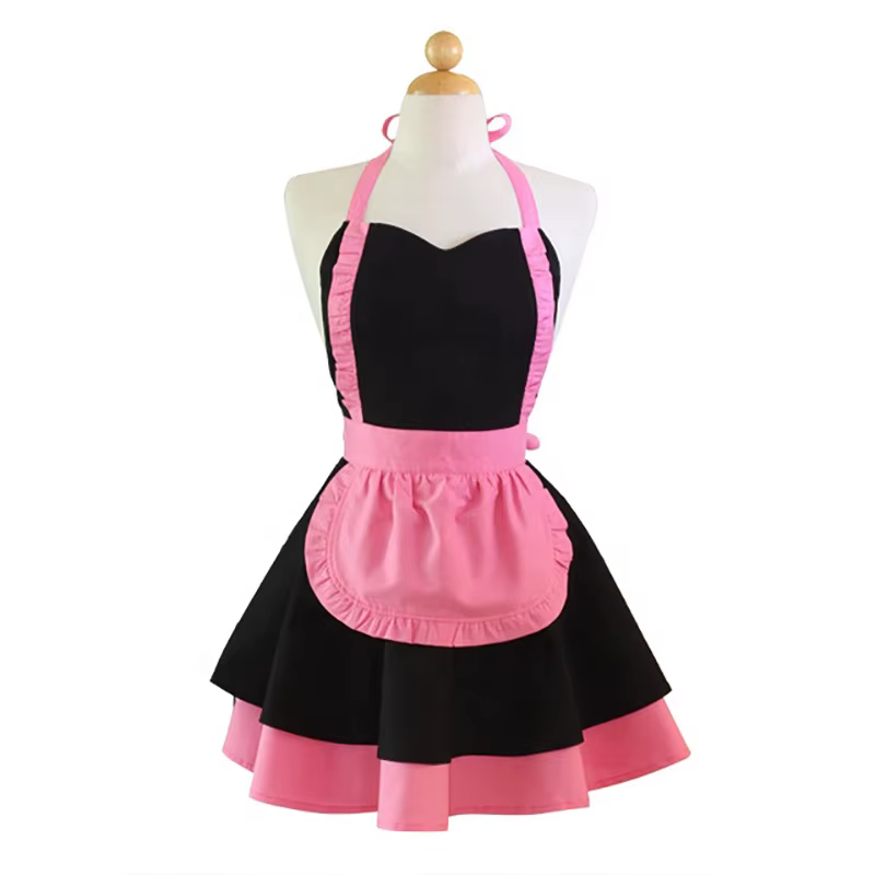 Tablier de cuisine en dentelle avec joli nœud pour femme, tenue de femme de chambre sexy japonaise, 
