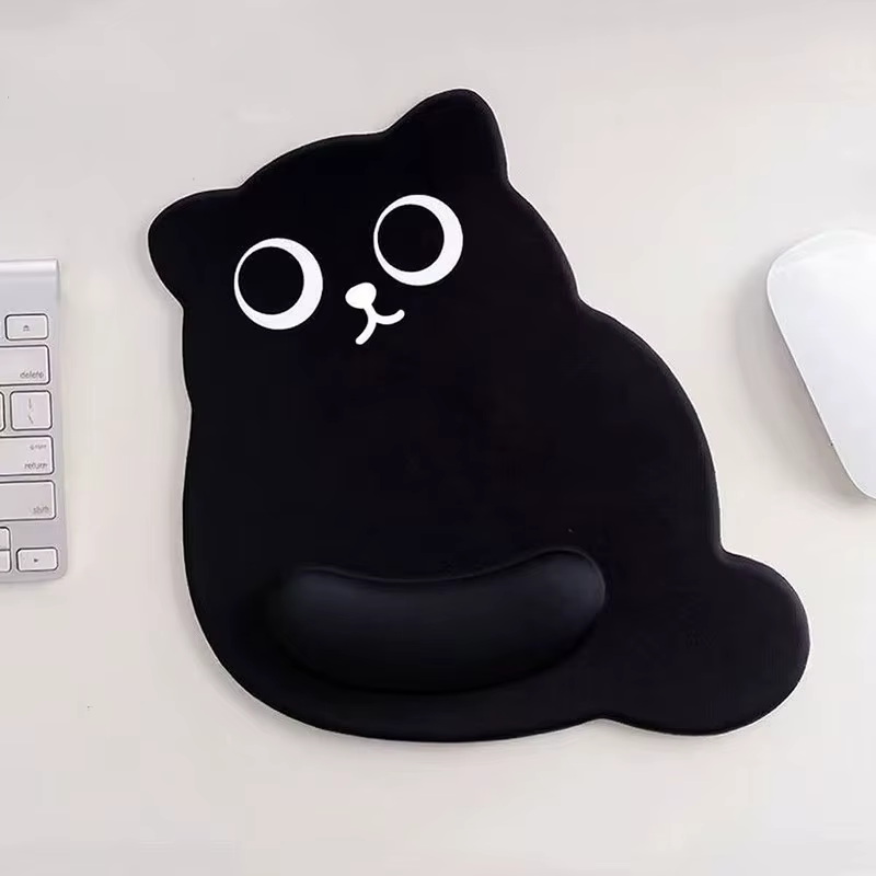 Tapis de souris chat aux grands yeux, antidérapant, confortable, repose-poignet, dessin animé, pour 