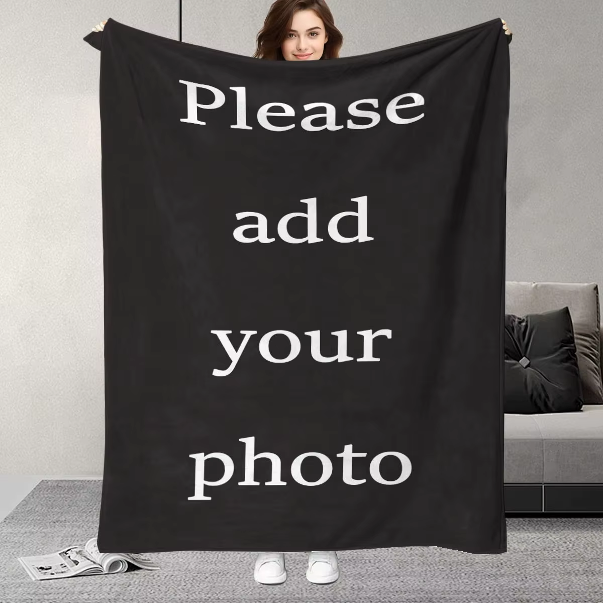 Couverture en flanelle personnalisée avec images personnalisables, douce et confortable pour les lit