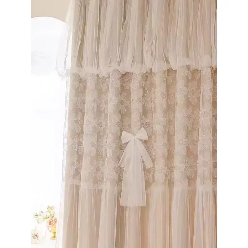 Rideaux doubles occultants brodés, pour salon, salle à manger, chambre à coucher, fil d'une princess