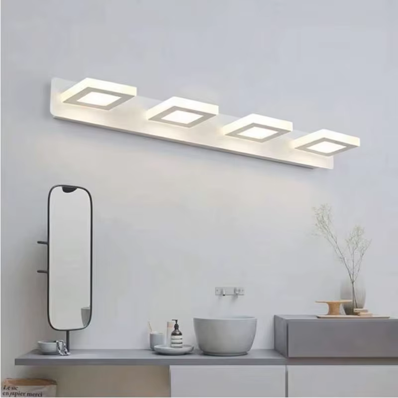 OUDELADI carré salle de bain LED miroir lumière ronde acrylique mur LED lampes chevet toilette décor