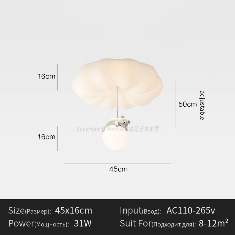 Menvix Bear Cream Plafonnier moderne Simple Lampes murales d'intérieur pour salon Chambre - Décorati