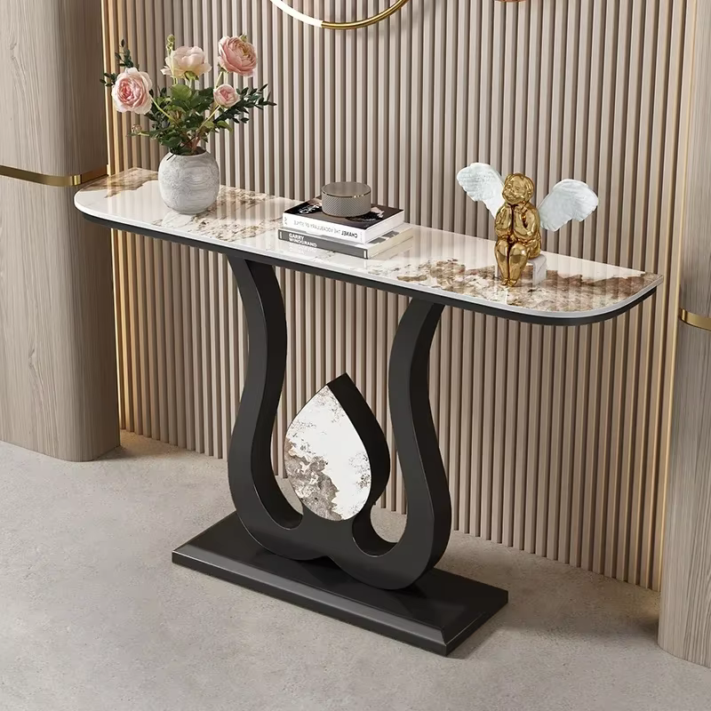 Table de salon minimaliste moderne, porche de jardin noir, coin de Table classique de luxe, meubles 