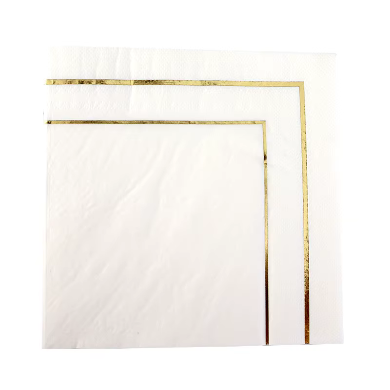 Serviettes de Table en papier, tissu élégant, beau décor, Vintage, fête, maison, feuille blanche, or