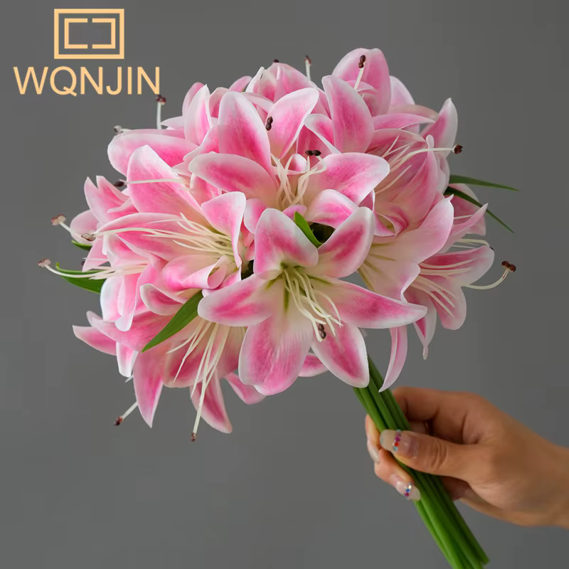 1 lot de fleurs artificielles, 20 têtes de lys, pour la décoration de la maison, de la table à mange