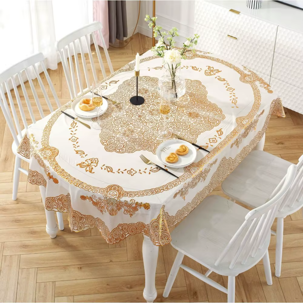 Décoration de Table nappe ovale imperméable brodée Anti-brûlure imprimée nappe résistante à l'huile 