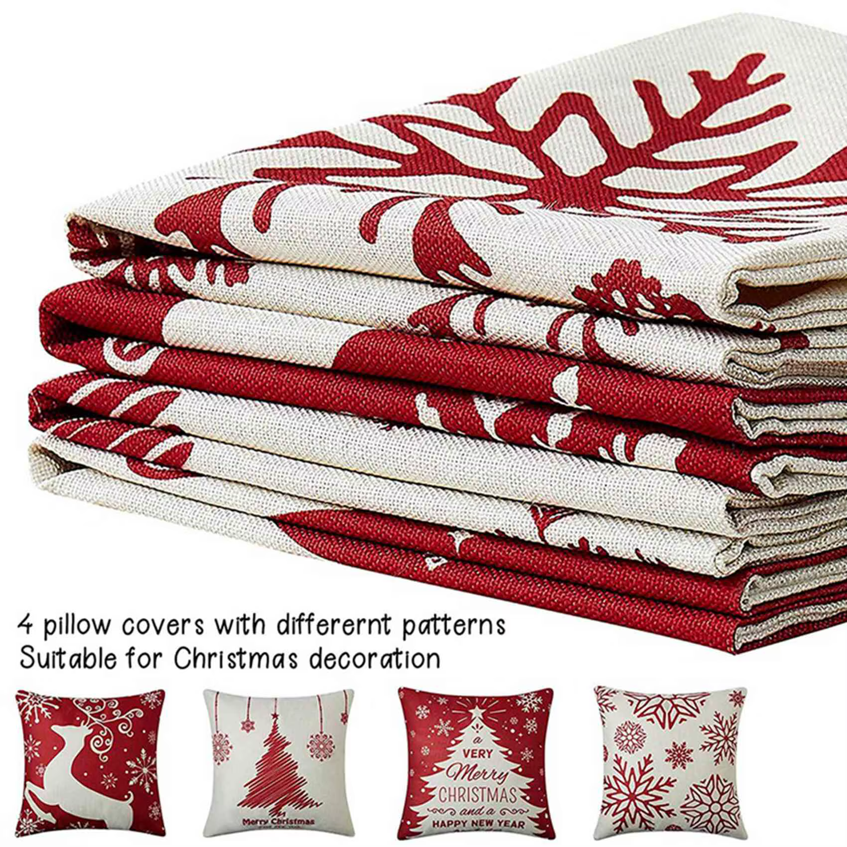 Housses de coussin de Noël AA81, lot de 8, 18x18, décorations de Noël style ferme pour la maison, ho